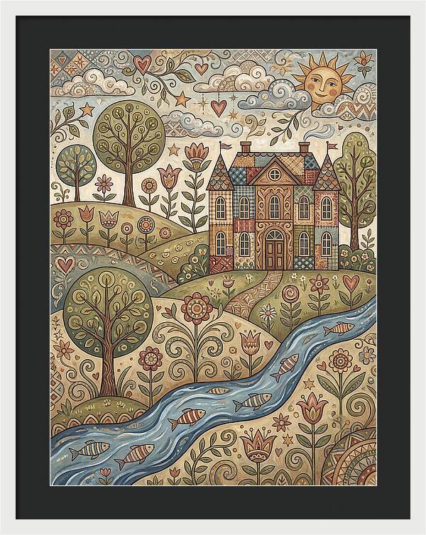 Manor Landscape In Folk Style