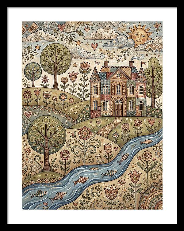 Manor Landscape In Folk Style