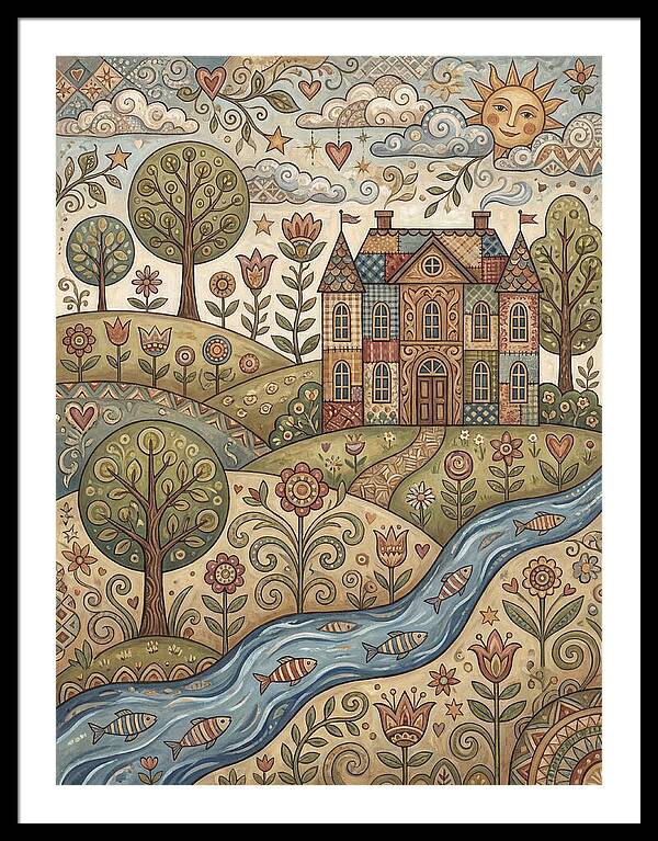 Manor Landscape In Folk Style