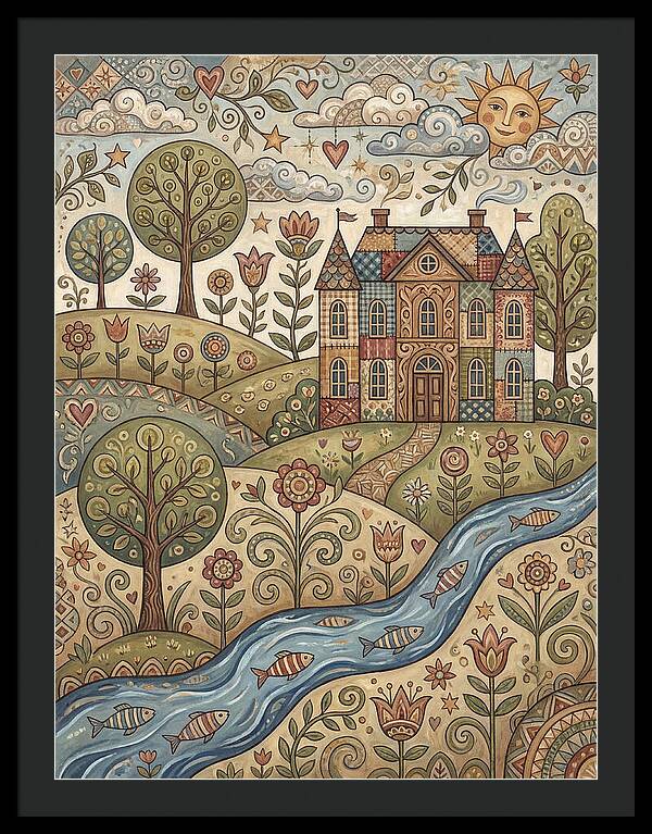 Manor Landscape In Folk Style