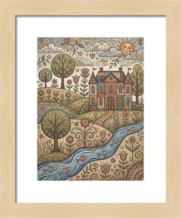 Manor Landscape In Folk Style