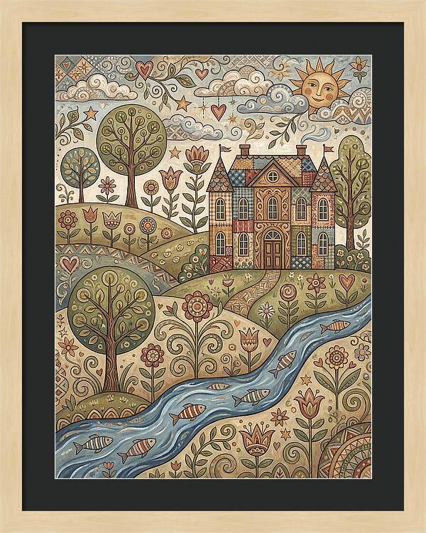 Manor Landscape In Folk Style