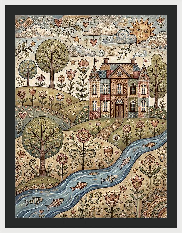 Manor Landscape In Folk Style