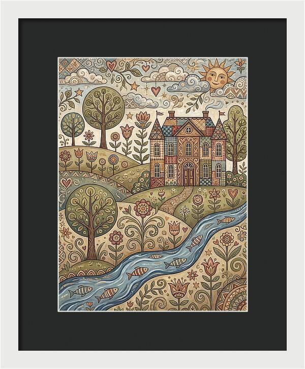 Manor Landscape In Folk Style