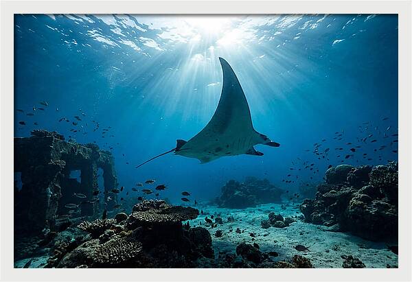 Manta Ray Gliding Through Ocean Depths