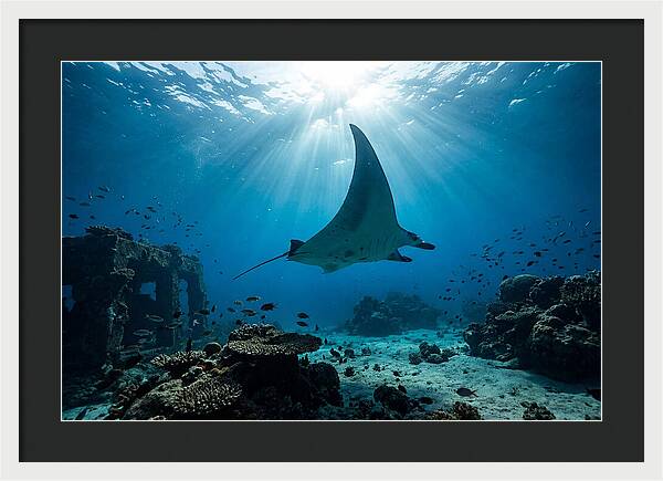 Manta Ray Gliding Through Ocean Depths