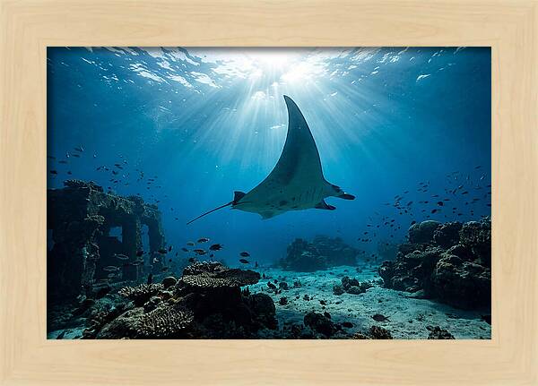 Manta Ray Gliding Through Ocean Depths