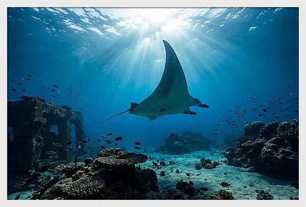 Manta Ray Gliding Through Ocean Depths