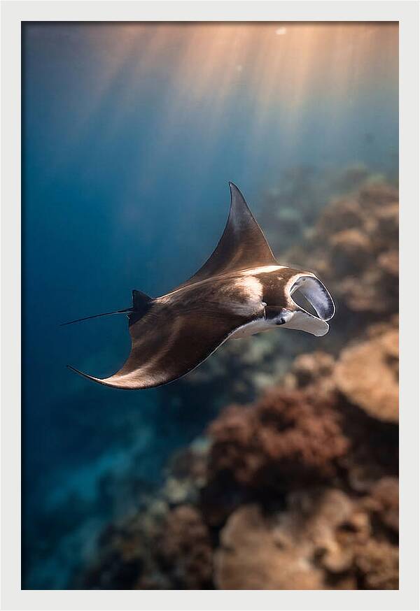 Manta Ray Gliding Through Ocean Depths