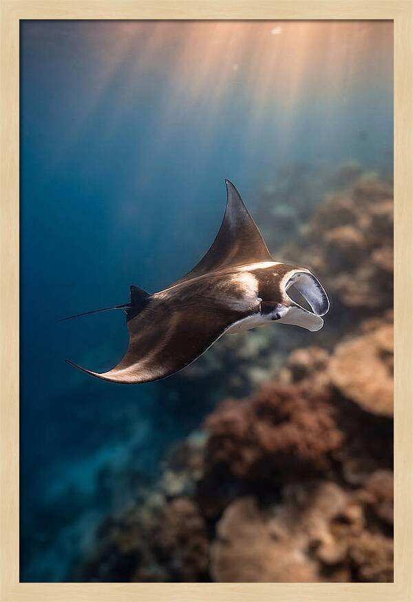 Manta Ray Gliding Through Ocean Depths