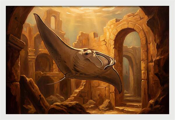 Manta Ray In Ancient Ruins