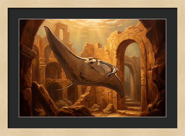 Manta Ray In Ancient Ruins