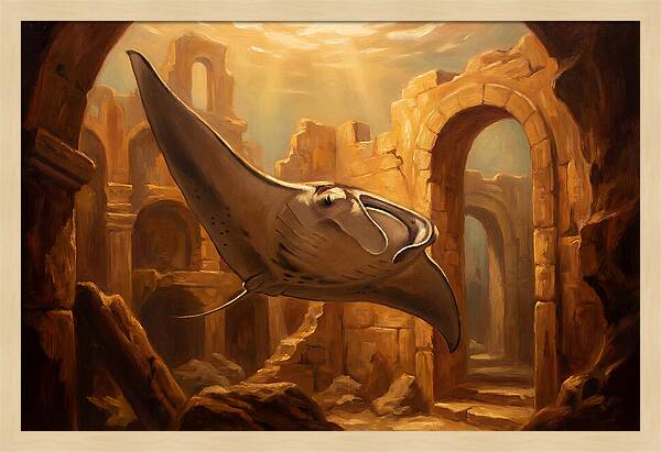 Manta Ray In Ancient Ruins