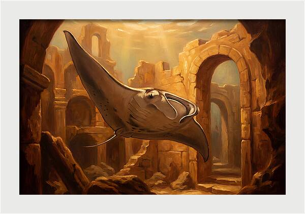 Manta Ray In Ancient Ruins