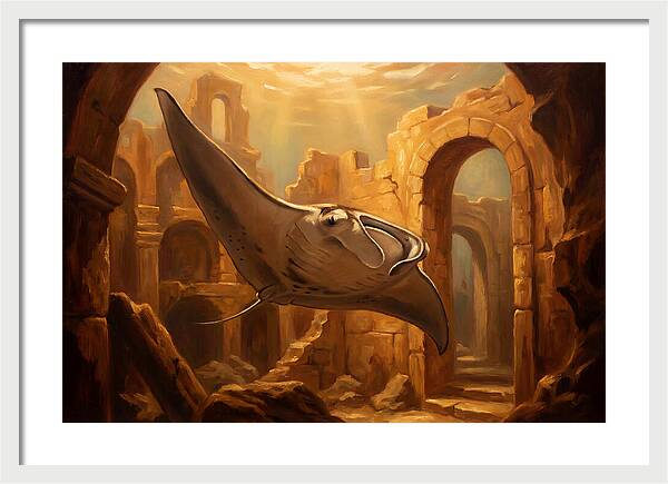 Manta Ray In Ancient Ruins