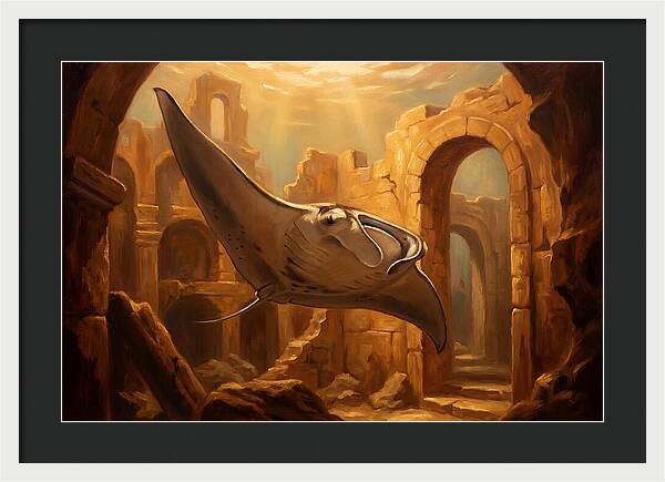 Manta Ray In Ancient Ruins