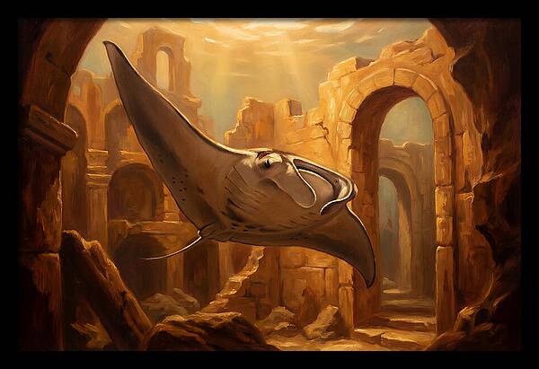Manta Ray In Ancient Ruins