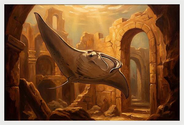 Manta Ray In Ancient Ruins