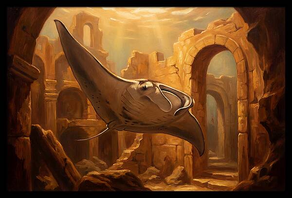 Manta Ray In Ancient Ruins