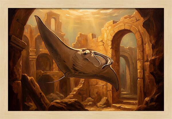 Manta Ray In Ancient Ruins
