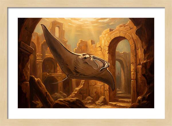 Manta Ray In Ancient Ruins