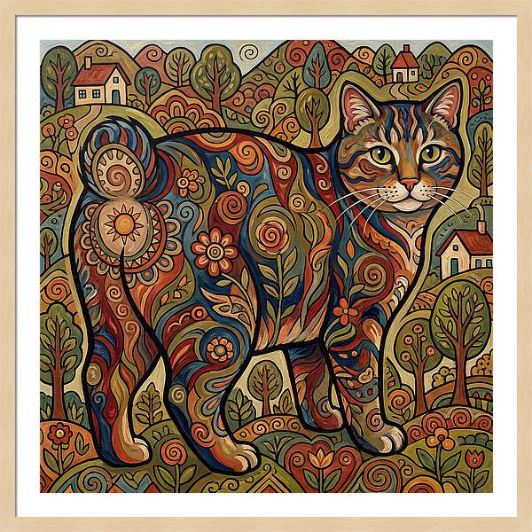 Manx Cat In Vibrant Landscape