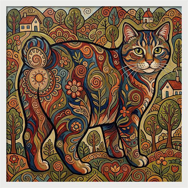 Manx Cat In Vibrant Landscape
