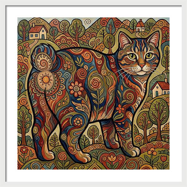 Manx Cat In Vibrant Landscape