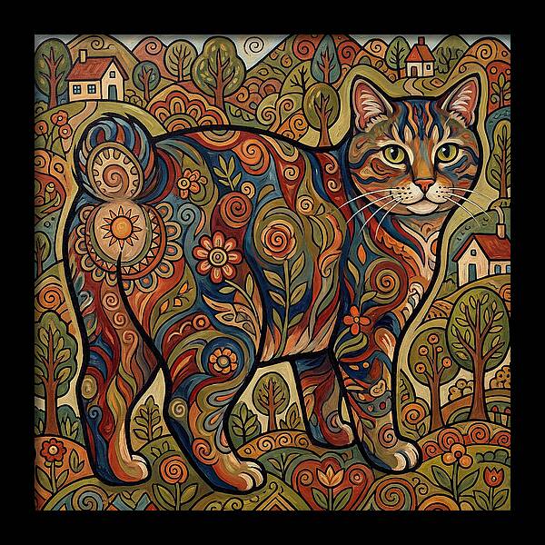 Manx Cat In Vibrant Landscape