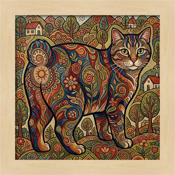 Manx Cat In Vibrant Landscape