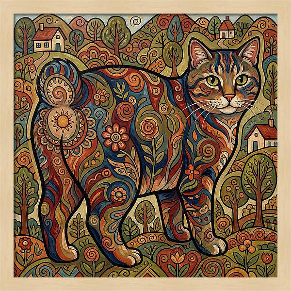 Manx Cat In Vibrant Landscape