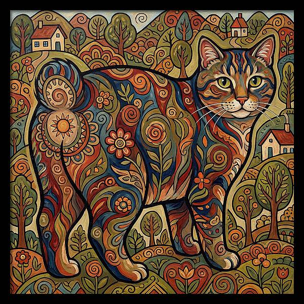 Manx Cat In Vibrant Landscape