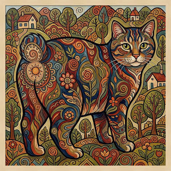 Manx Cat In Vibrant Landscape