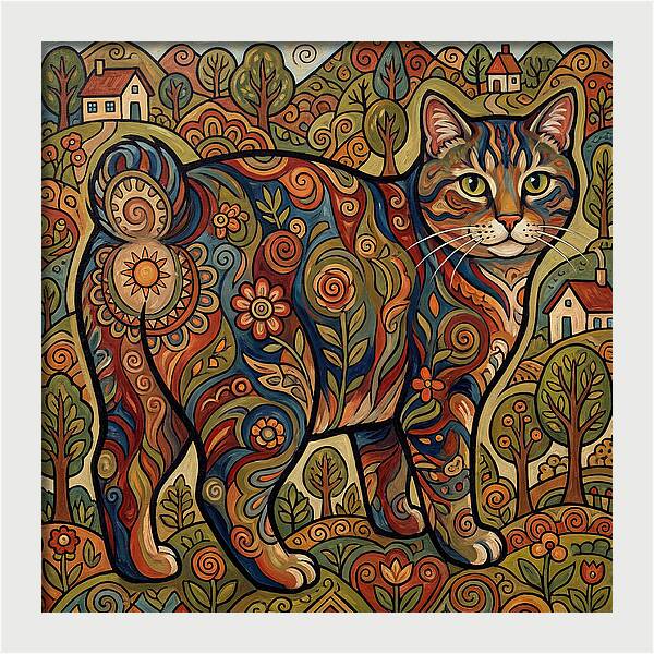 Manx Cat In Vibrant Landscape