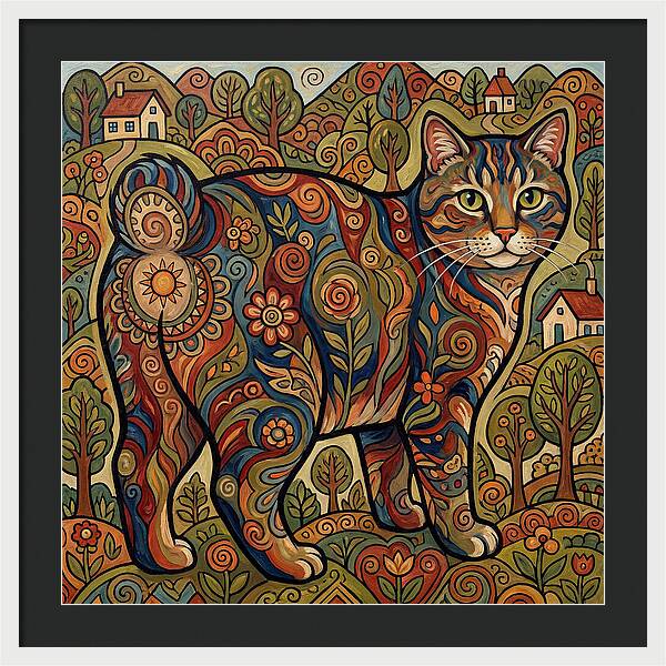 Manx Cat In Vibrant Landscape