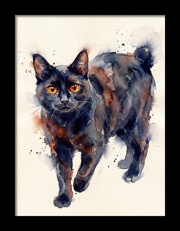 Manx Cat Watercolor Portrait