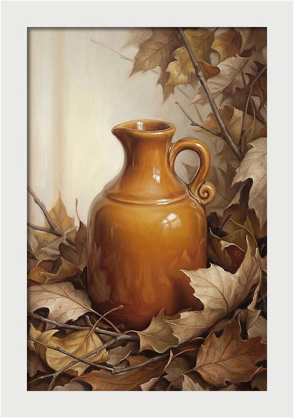 Maple Syrup Pitcher Among Leaves