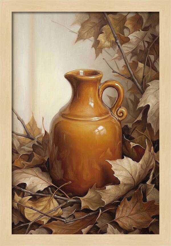 Maple Syrup Pitcher Among Leaves