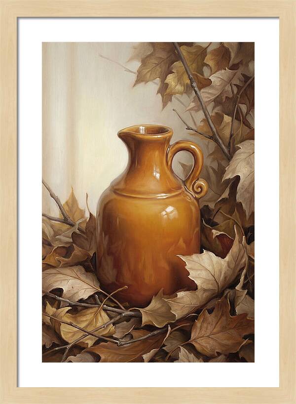 Maple Syrup Pitcher Among Leaves