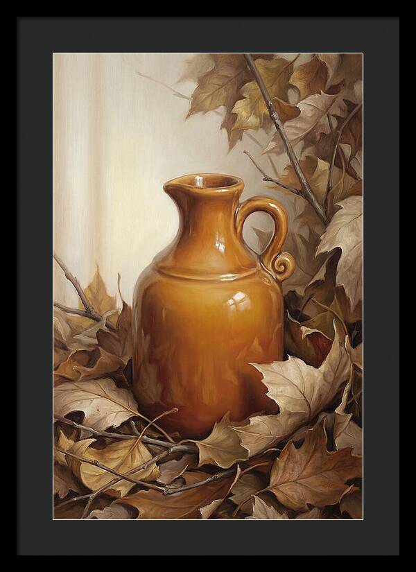 Maple Syrup Pitcher Among Leaves