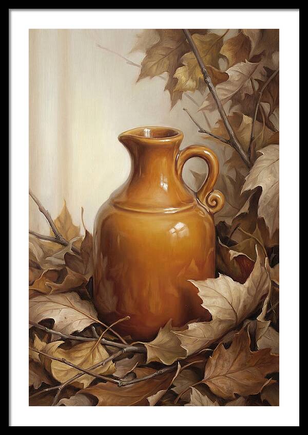 Maple Syrup Pitcher Among Leaves