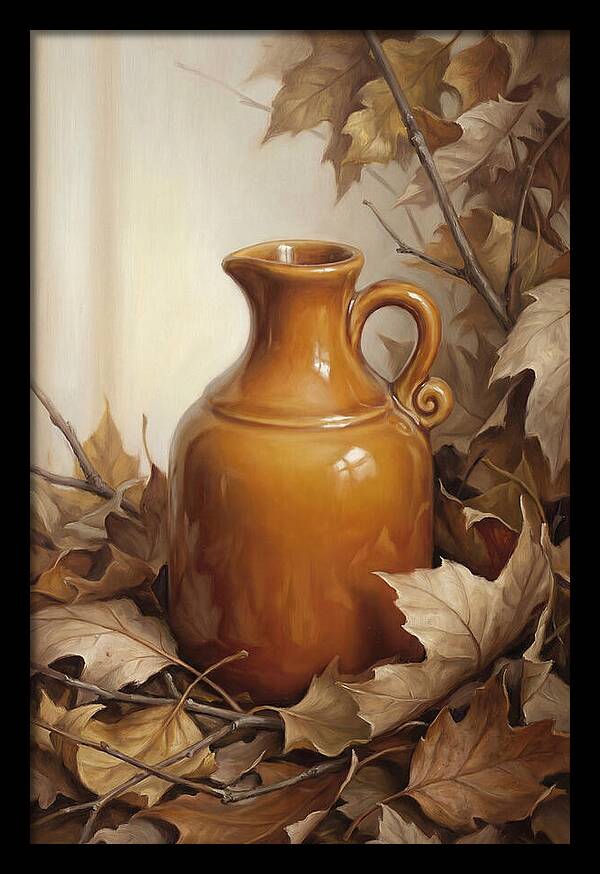 Maple Syrup Pitcher Among Leaves