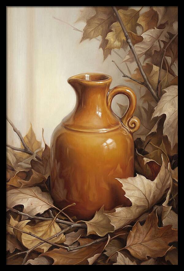 Maple Syrup Pitcher Among Leaves