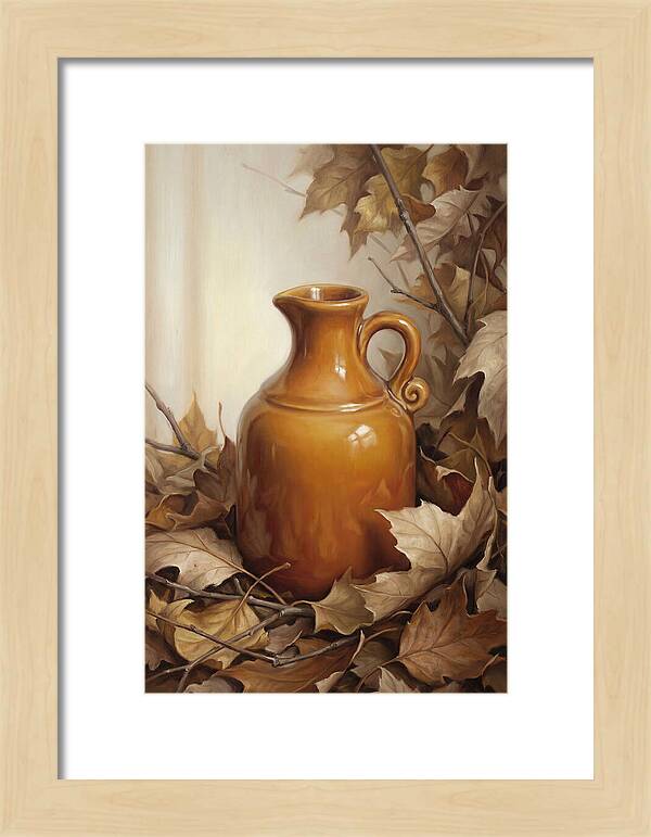 Maple Syrup Pitcher Among Leaves