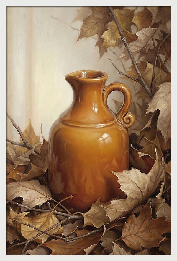Maple Syrup Pitcher Among Leaves