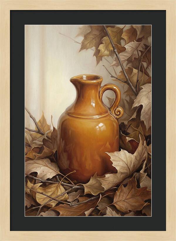Maple Syrup Pitcher Among Leaves