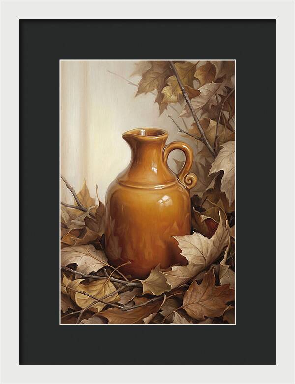Maple Syrup Pitcher Among Leaves