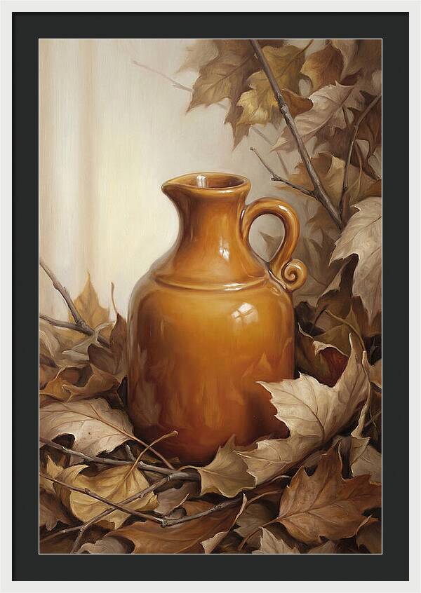 Maple Syrup Pitcher Among Leaves