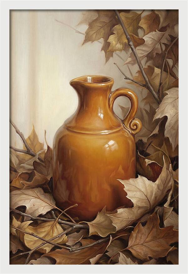 Maple Syrup Pitcher Among Leaves