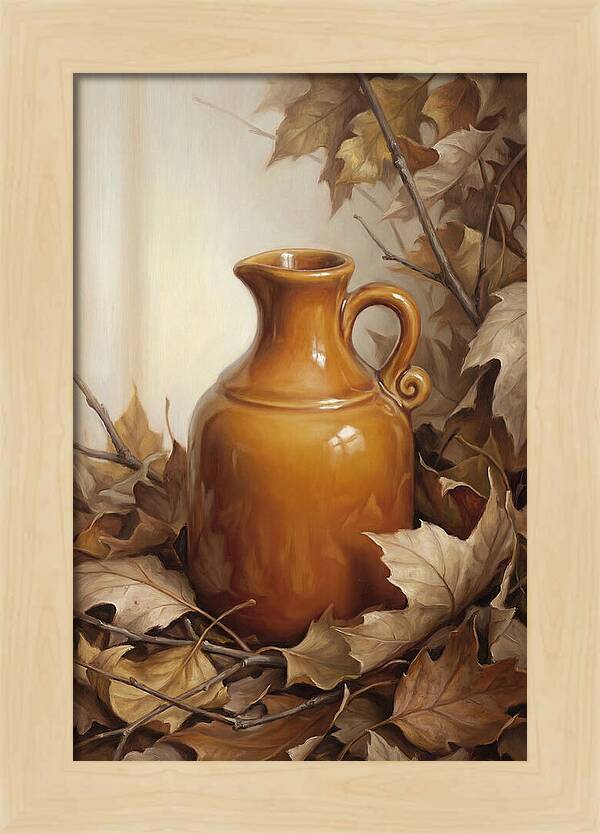 Maple Syrup Pitcher Among Leaves